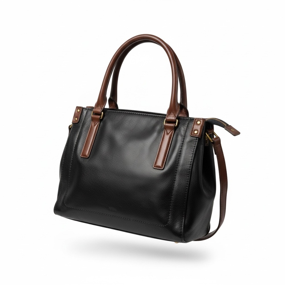 Fossil Black with Brown Leather Crossbody w/ Handles